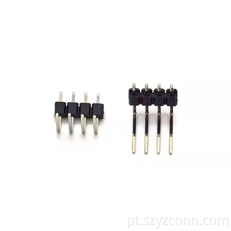 Cabeçalho de pino de passo de 2,54 mm Ângulo reto de fileira única SQ0,64 mm H2,5 mm 14P (4) 2.54mm Pitch Pin Header Single Row Right Angle SQ0.64mm H2.5mm 14P (4)